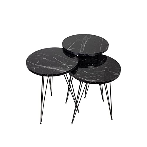 Iperbriko Terek P181 Set 3 Tavolini Caffè Neri