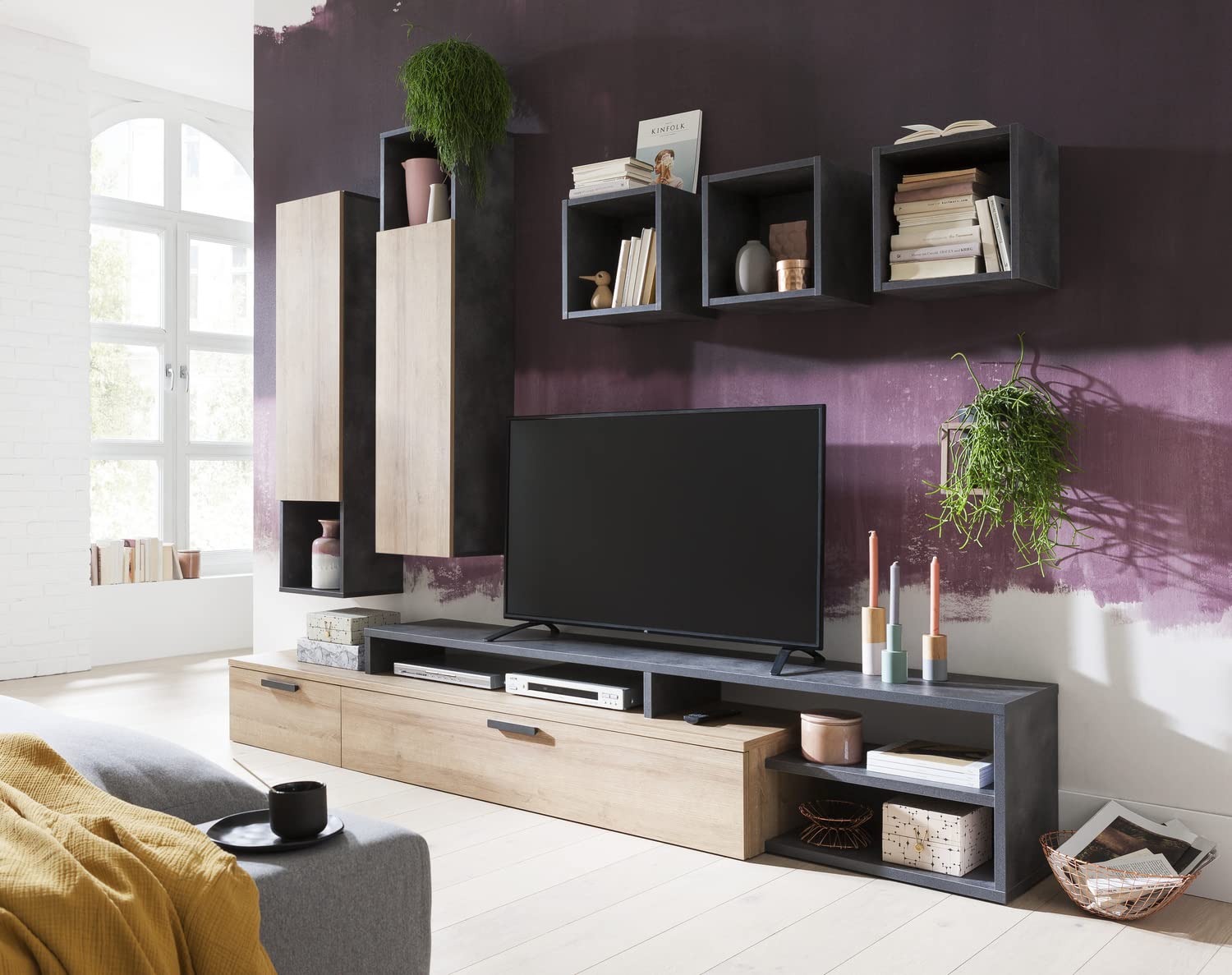 Composad Vittoria Soggiorno Completo 4 Mobili Rovere Grigio