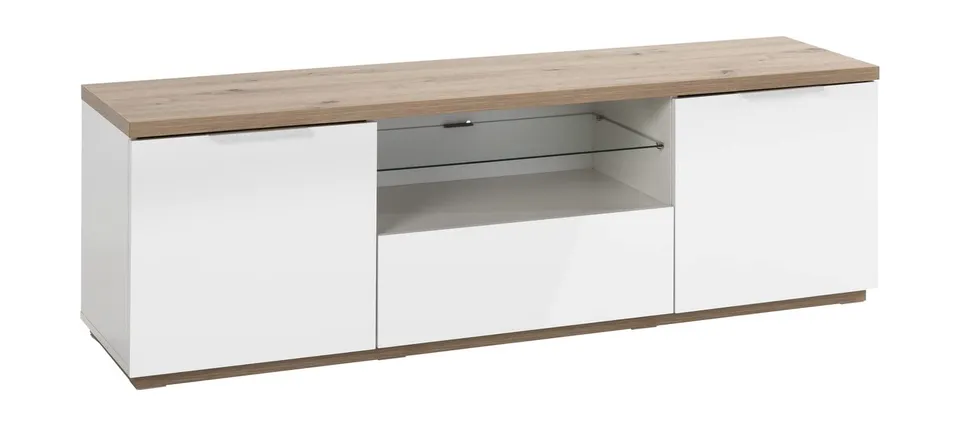 Composad Mundi 2 Ante 1 Ribalta Mobile Porta Tv Rovere Bianco LED