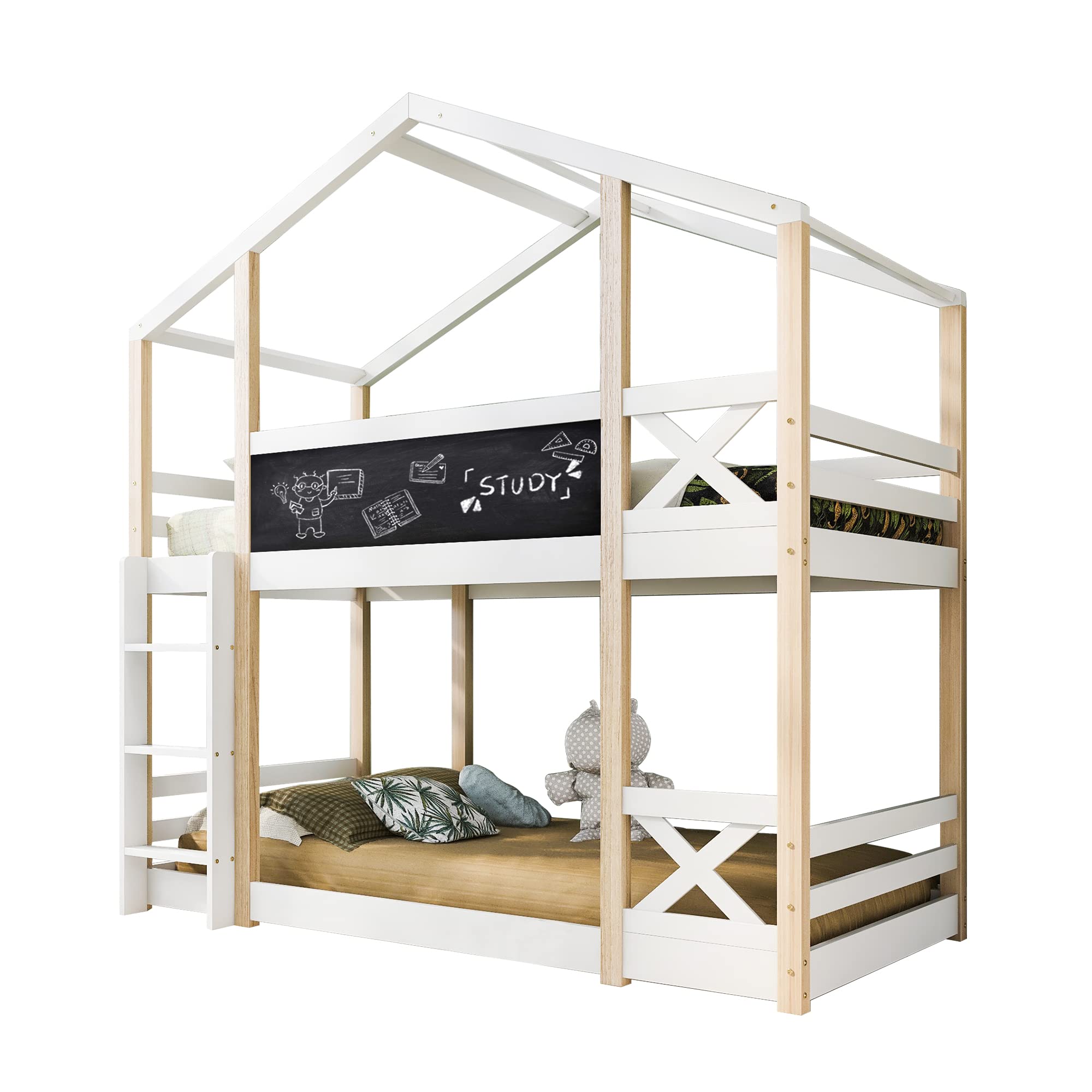 Dolamani letto a castello casetta 90x200 con scaletta in pino