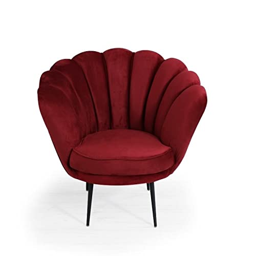 Iperbriko Orel poltrona conchiglia velluto rosso con braccioli