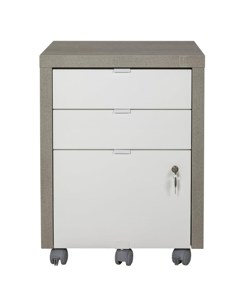 Composad cassettiera 3 cassetti grigio cemento con ruote