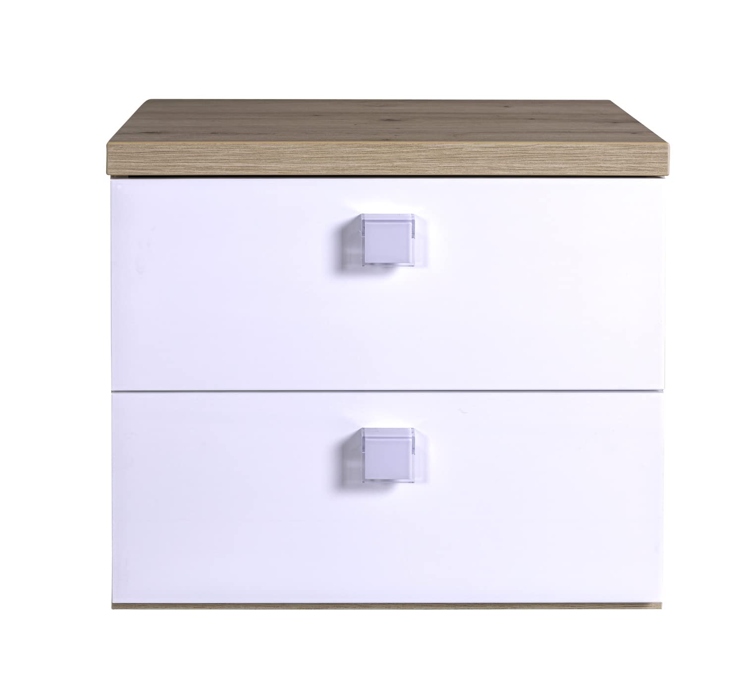 Composad Globo comodino 2 cassetti rovere bianco