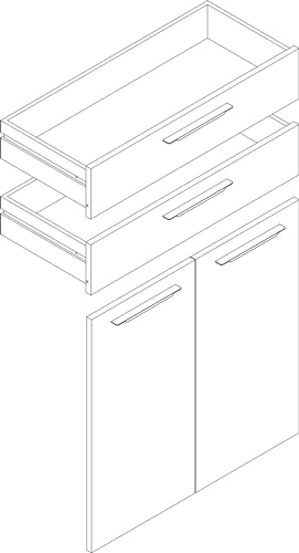 Composad Disegno coppia ante e cassetti libreria cashmere
