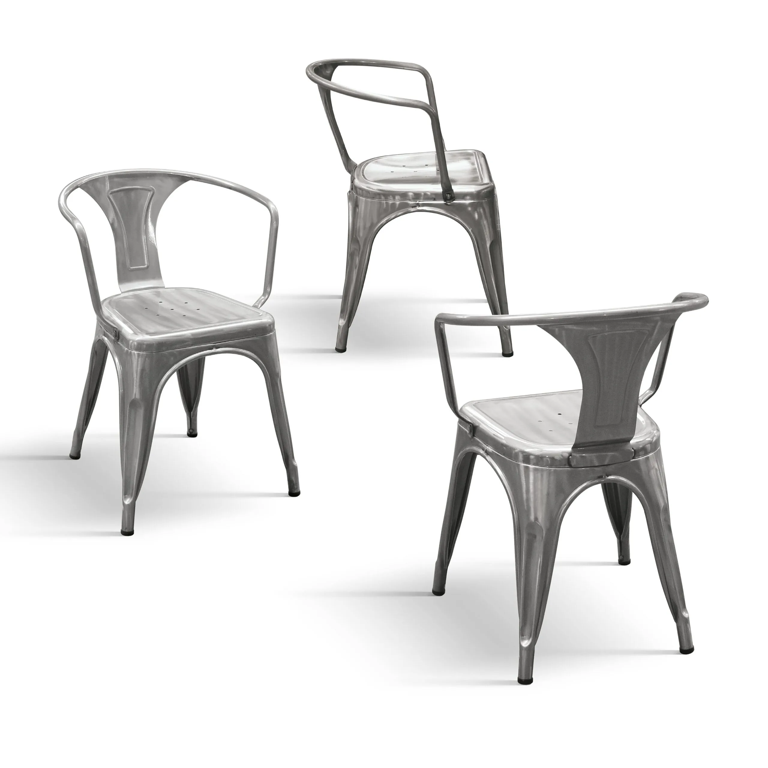 EPOCANTICA Set 4 Sedie Metallo con Schienale grigio