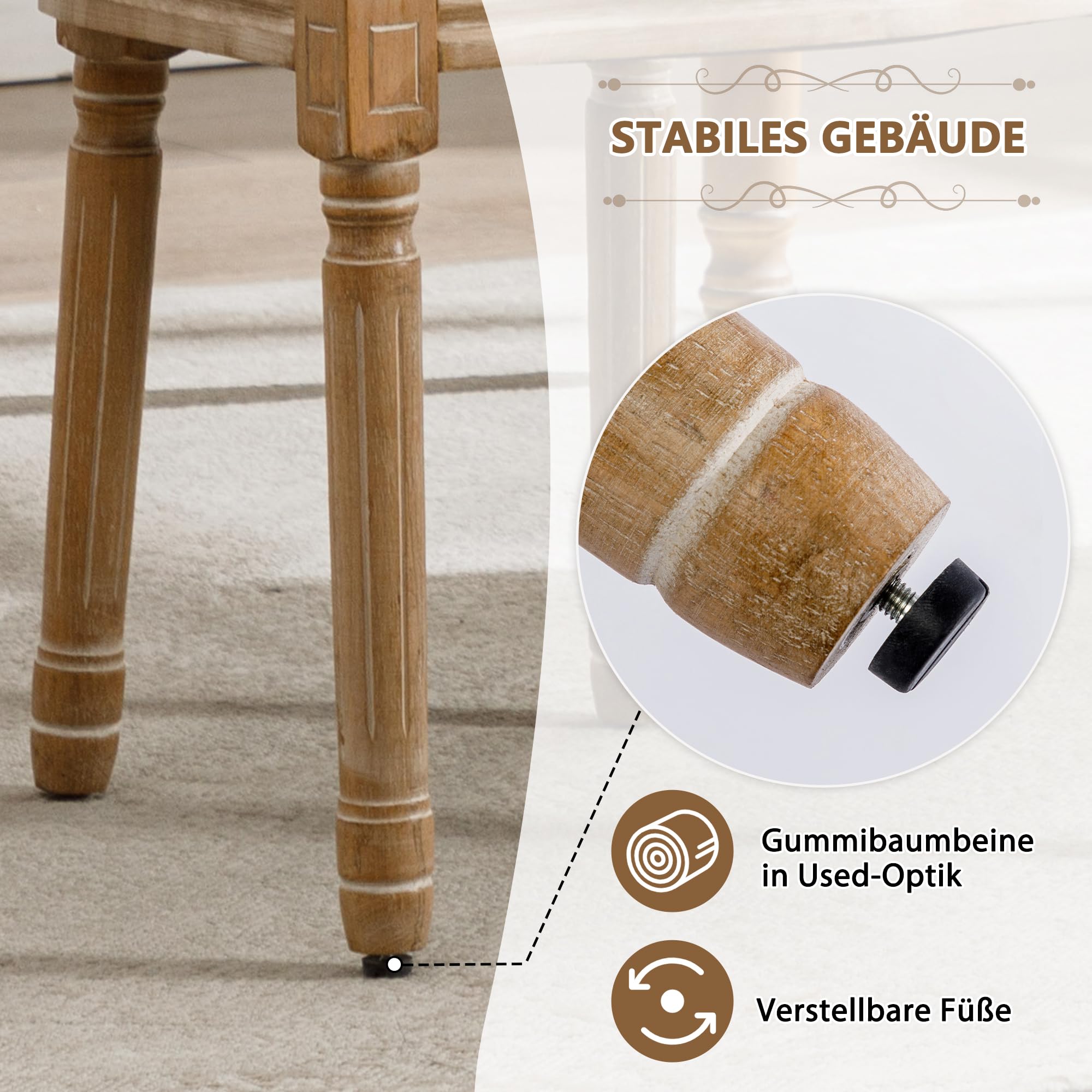 Dolamaní sedie da pranzo rattan beige set 4 stile francese