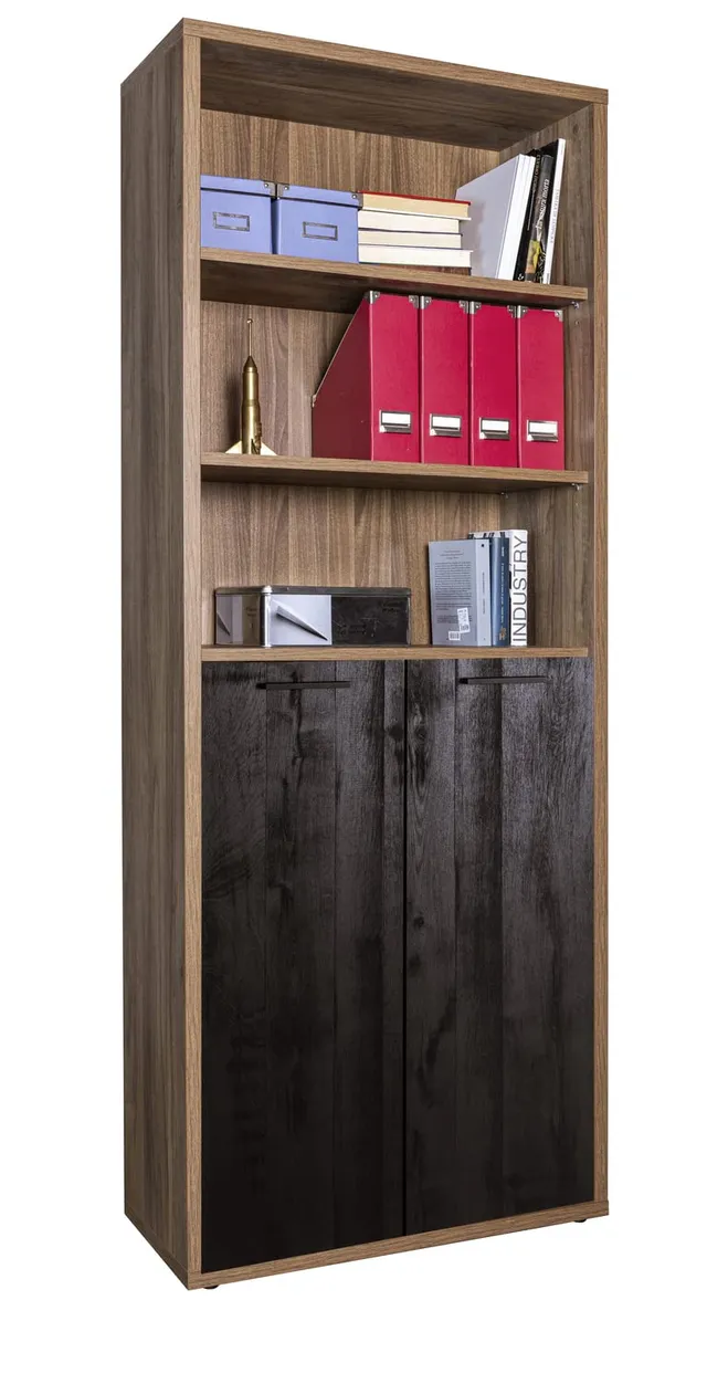 COMPOSAD DAVINCI Libreria Alta 2 Ante 3 Vani Noce e Nero