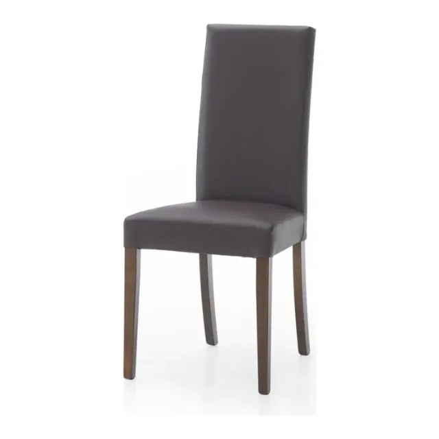 Epocantica sedia imbottita marrone classica finta pelle legno