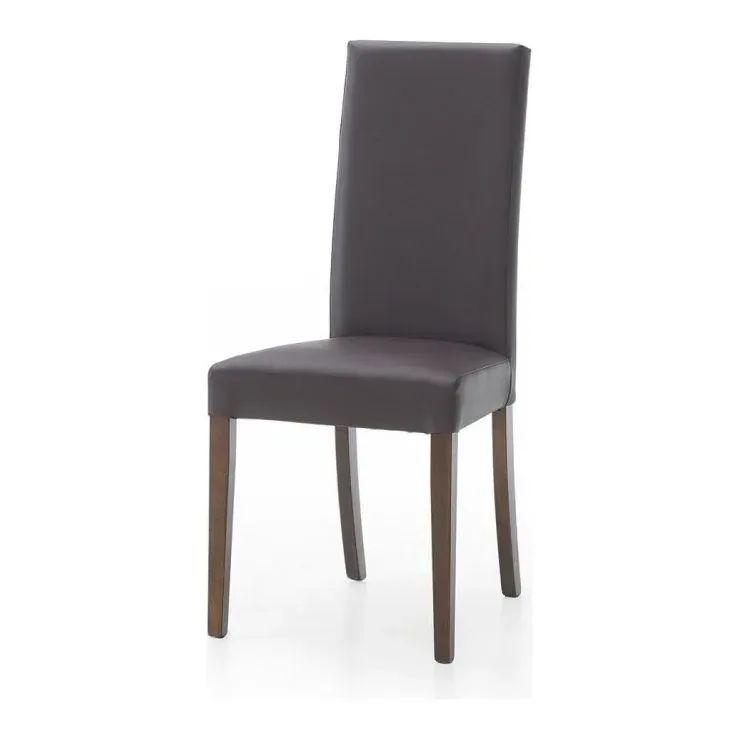 Epocantica sedia imbottita marrone classica finta pelle legno