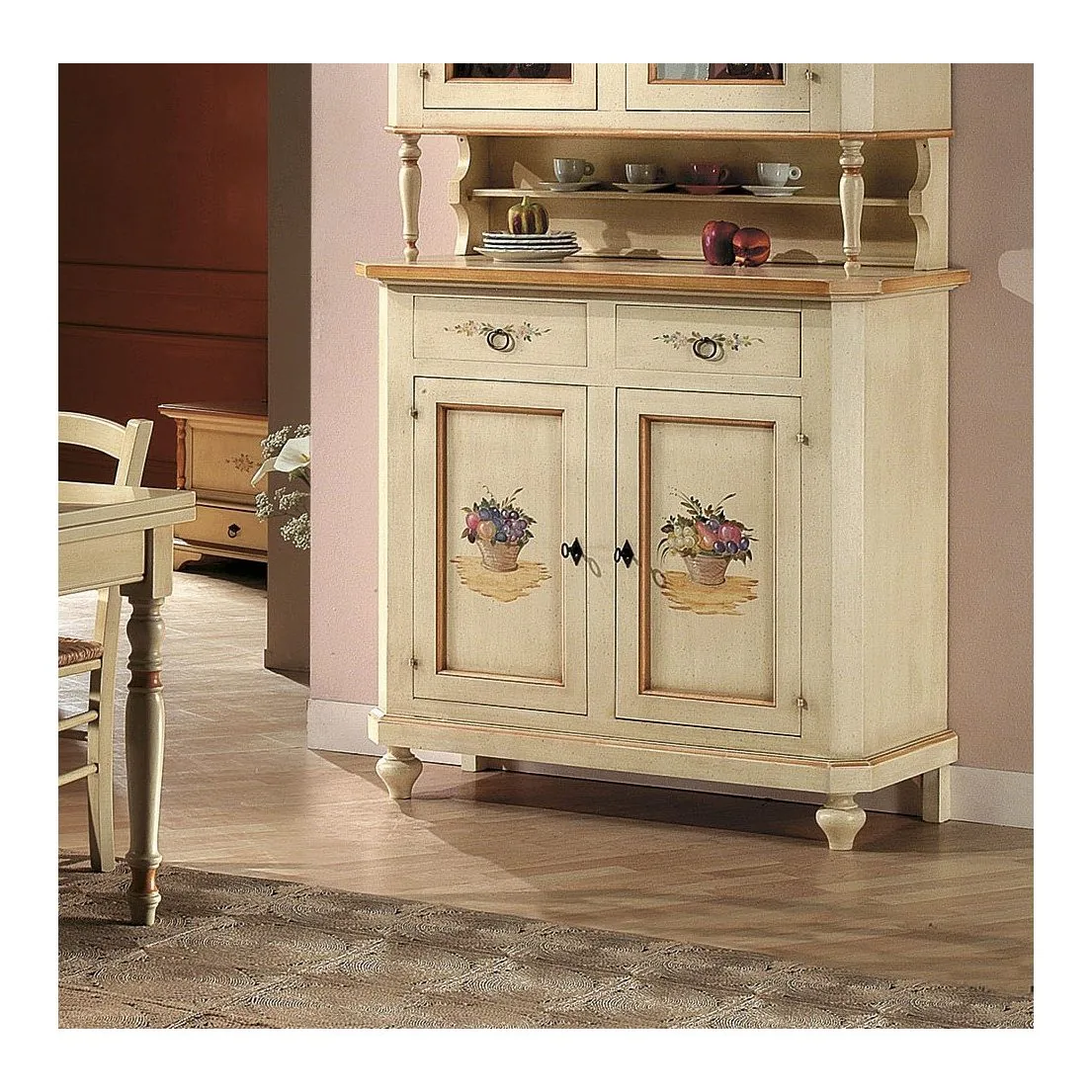 Epocantica credenza arte povera 2 porte 2 cassetti legno massello
