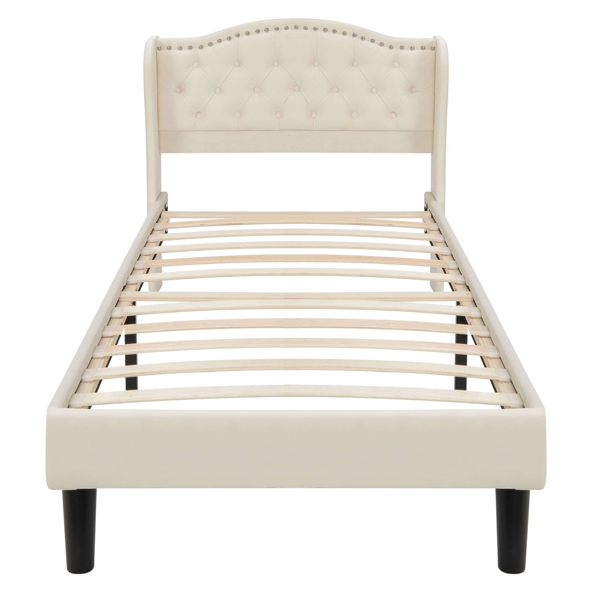 Dolamaní letto imbottito 90x200 velluto beige testiera