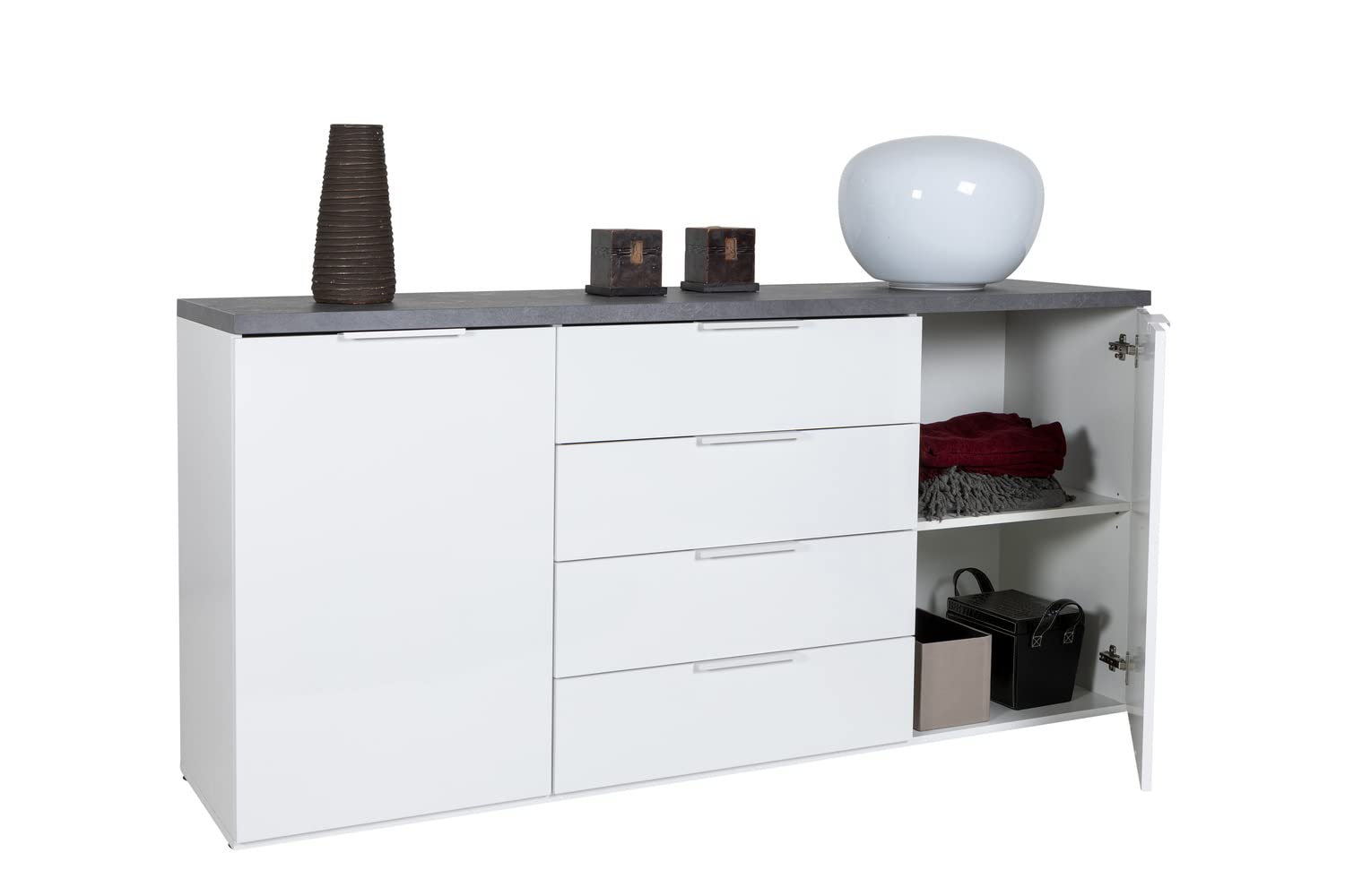 Composad Mundi Madia 4 Cassetti 2 Ante Grigio Tadao Bianco