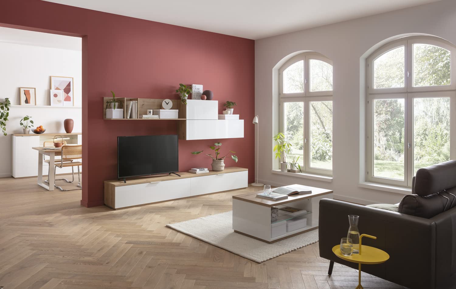 Composad Mundi Mobile Porta Tv 2 Ribalte Rovere e Bianco 270 cm