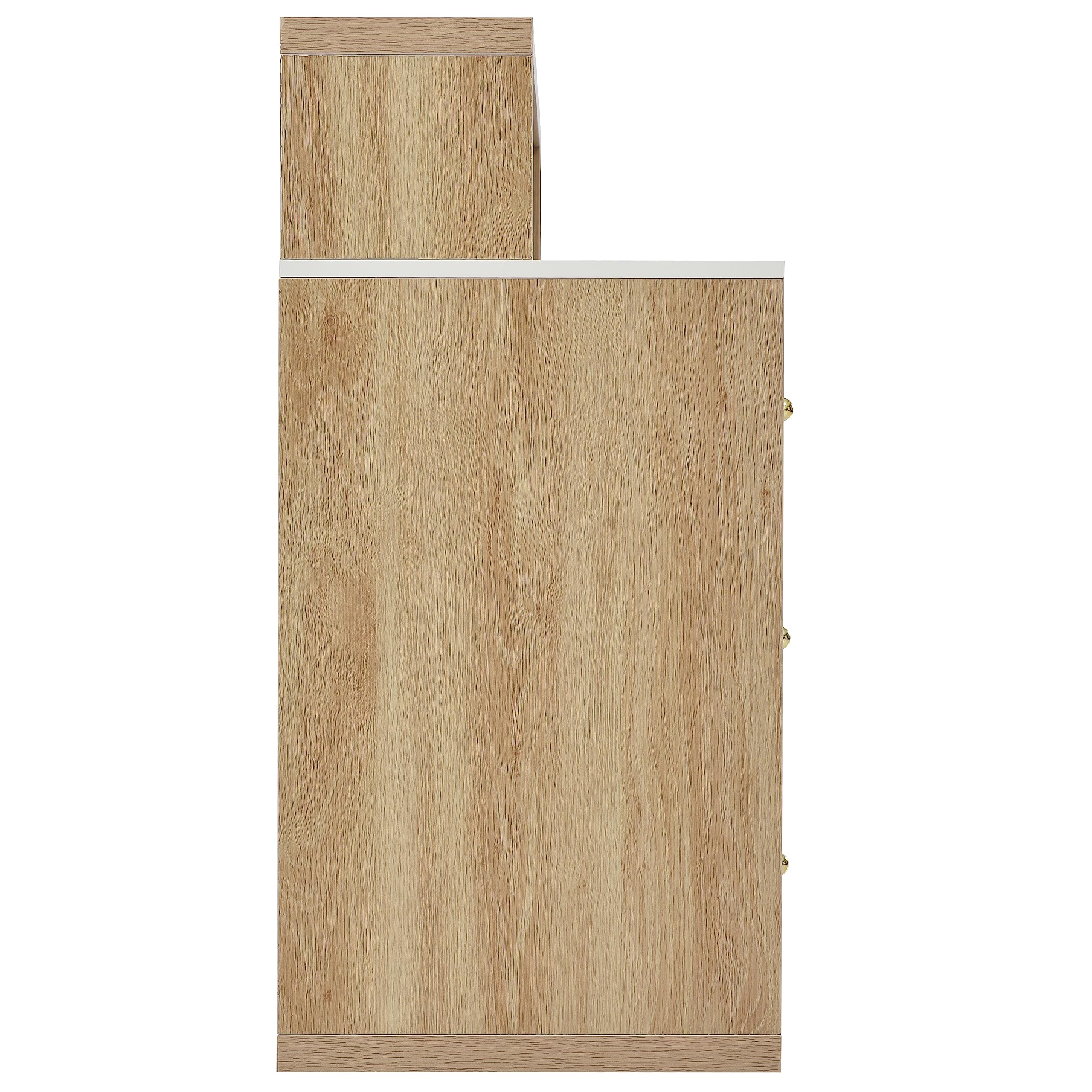 Dolamaní Credenza 140 cm bianca 3 cassetti ante vetro maniglie oro