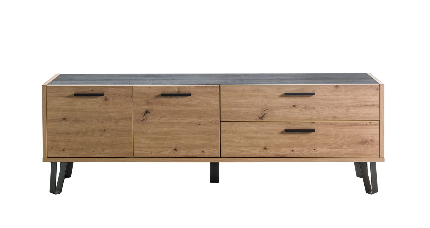 Composad Vitruvia Mobile Porta Tv 180 cm Rovere Nero 2 Cassetti