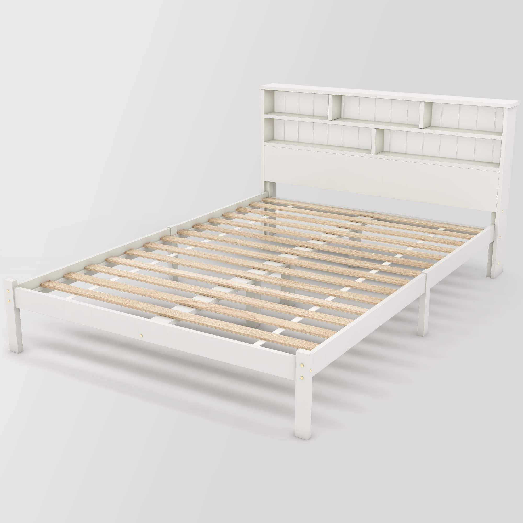 Dolamaní Letto Bianco 140x200 con Cassetti Legno Libreria
