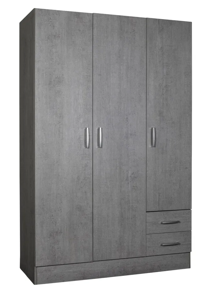 Composad Facile Armadio 3 Ante 2 Cassetti Cemento 119 cm