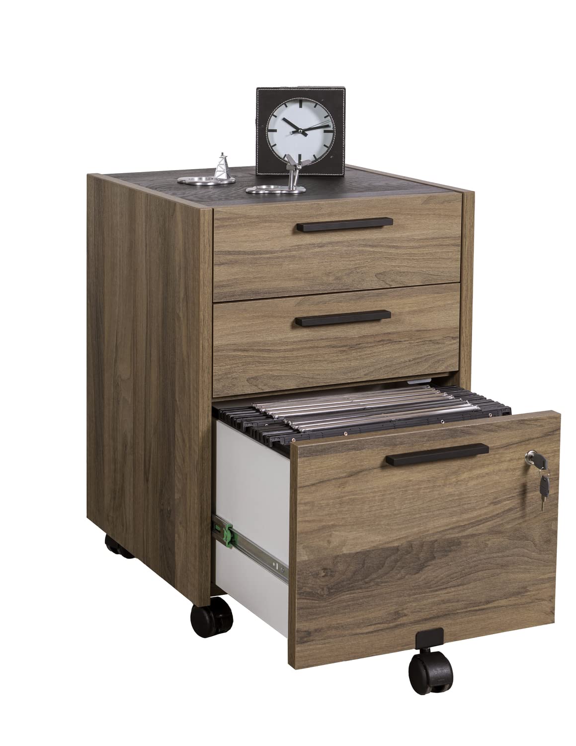 Composad Davinci Brera cassettiera 3 cassetti con chiave noce