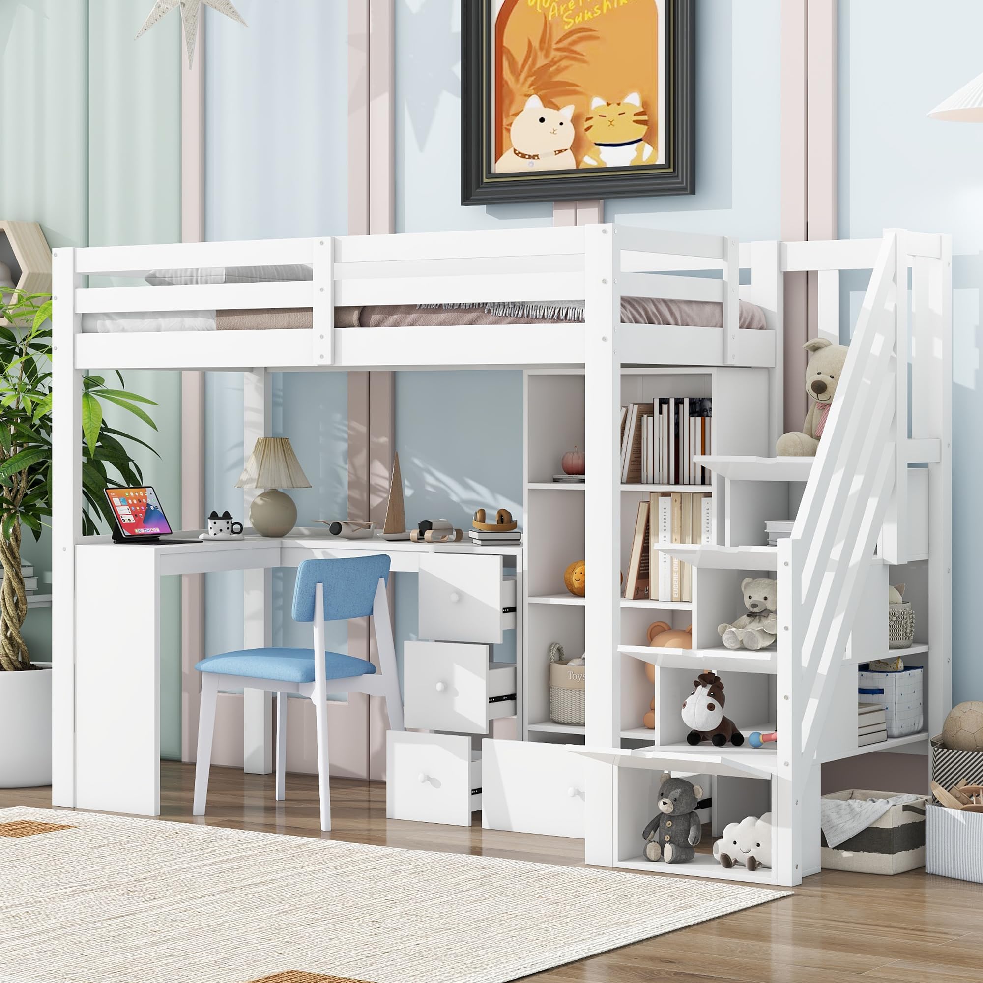 Dolamaní Soppalco Bianco 90x200 con Scrivania Legno