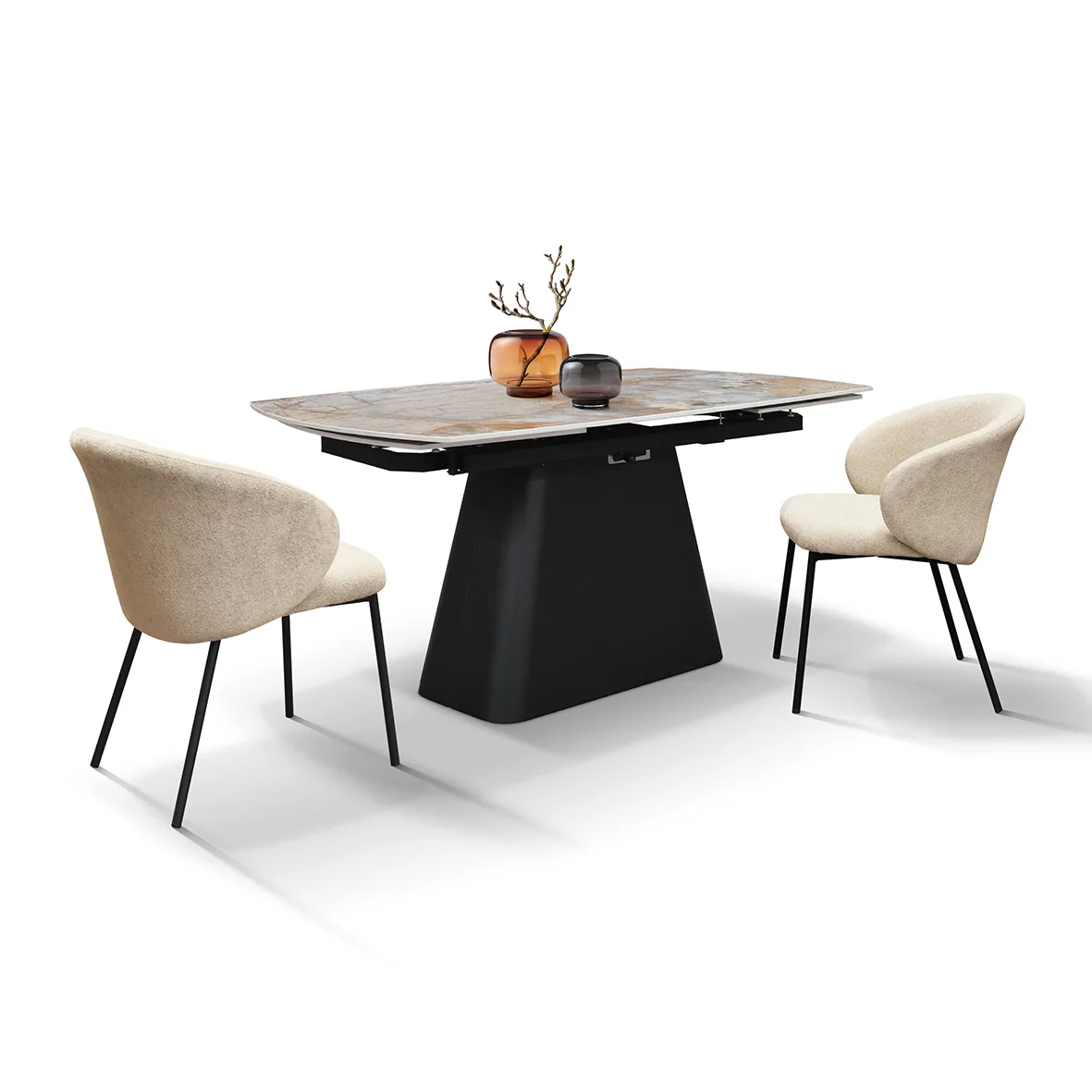 Epocantica tavolo allungabile ceramica terra nova base nera