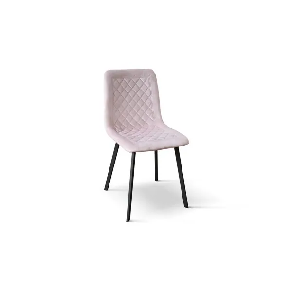 Epocantica sedia in velluto trapuntata gambe nere set 4 velluto