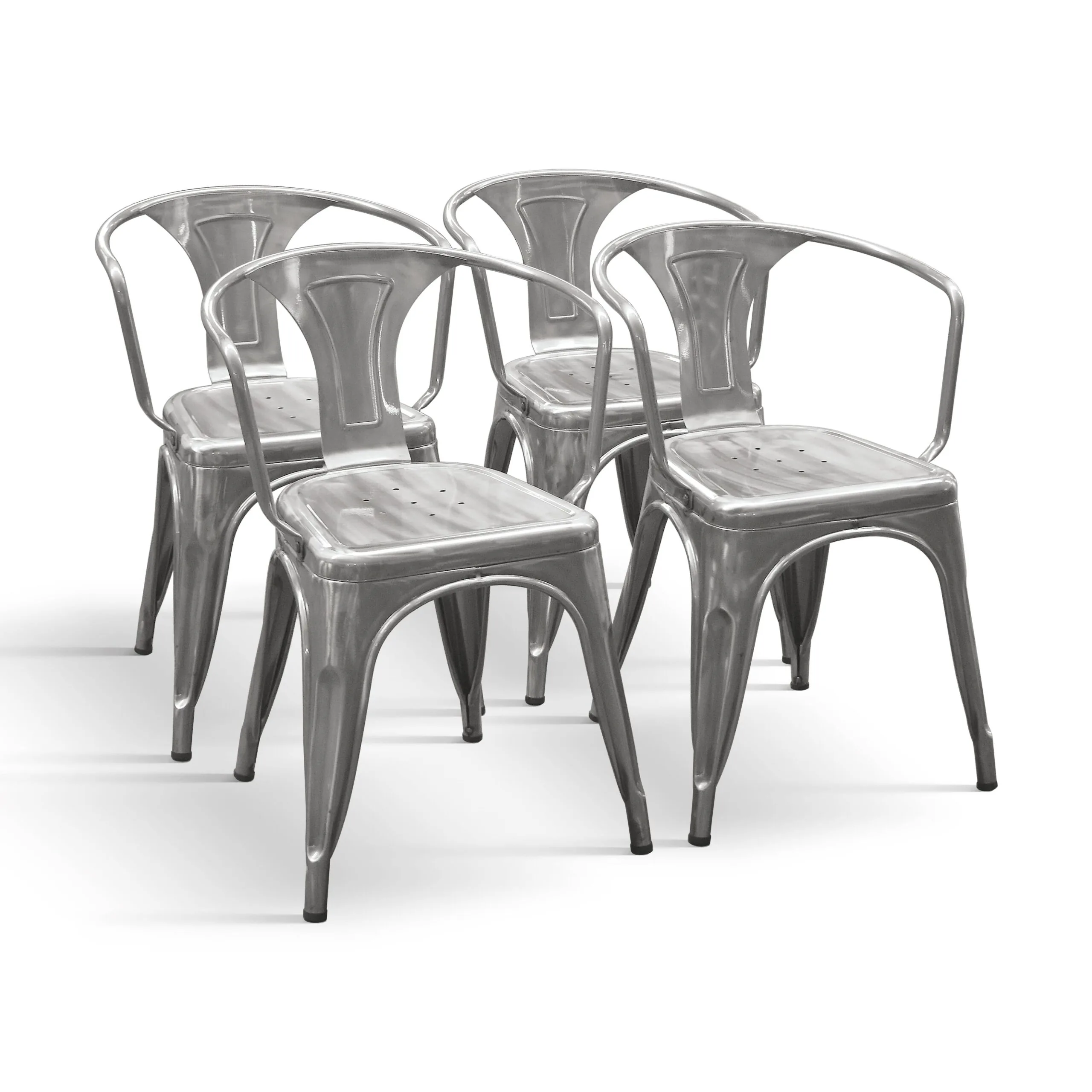 EPOCANTICA Set 4 Sedie Metallo con Schienale grigio