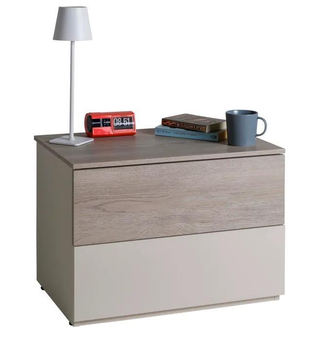 Composad Favorita comodino 2 cassetti rovere gessato cashmere
