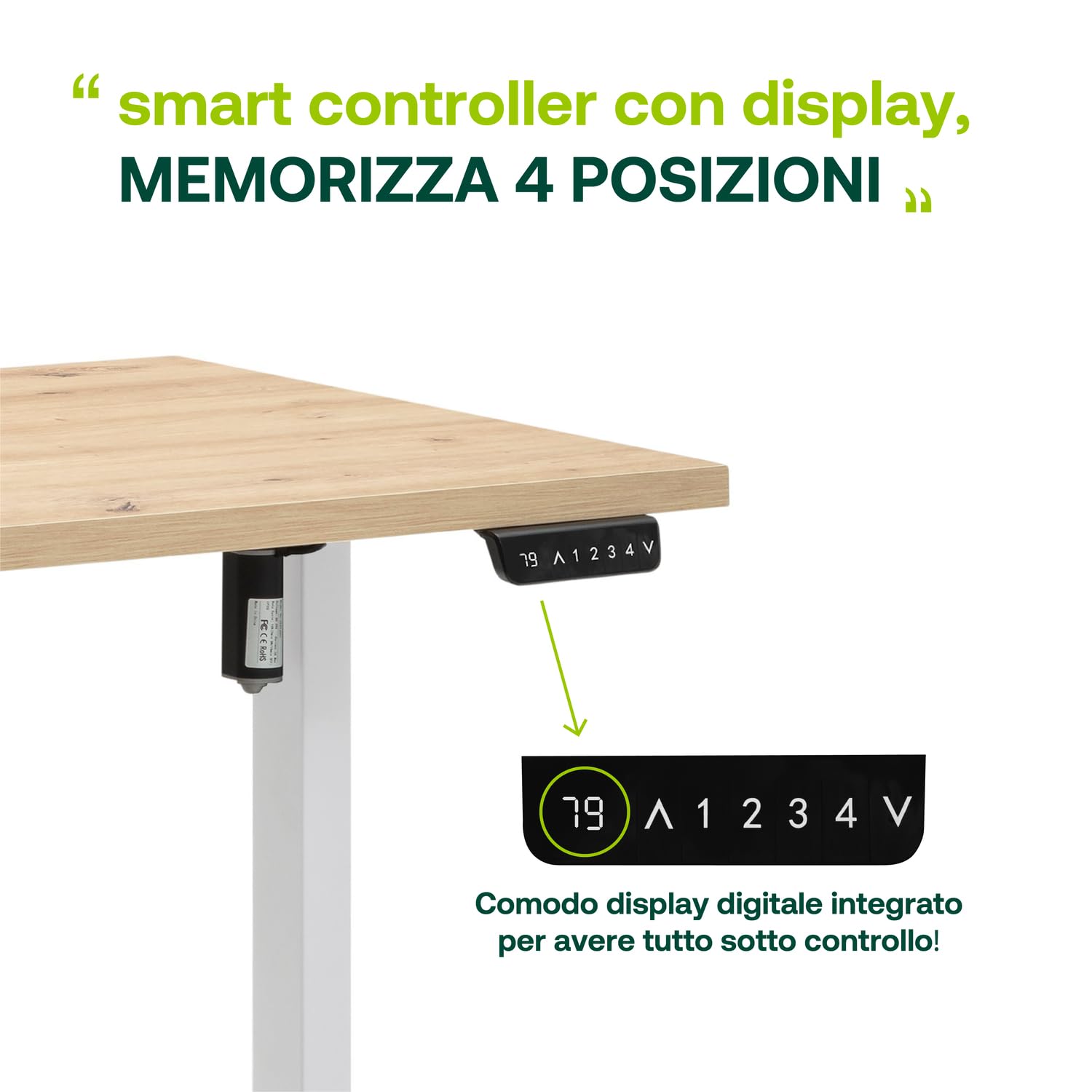 Composad Energia scrivania elettrica 150x69 rovere mielato bianco