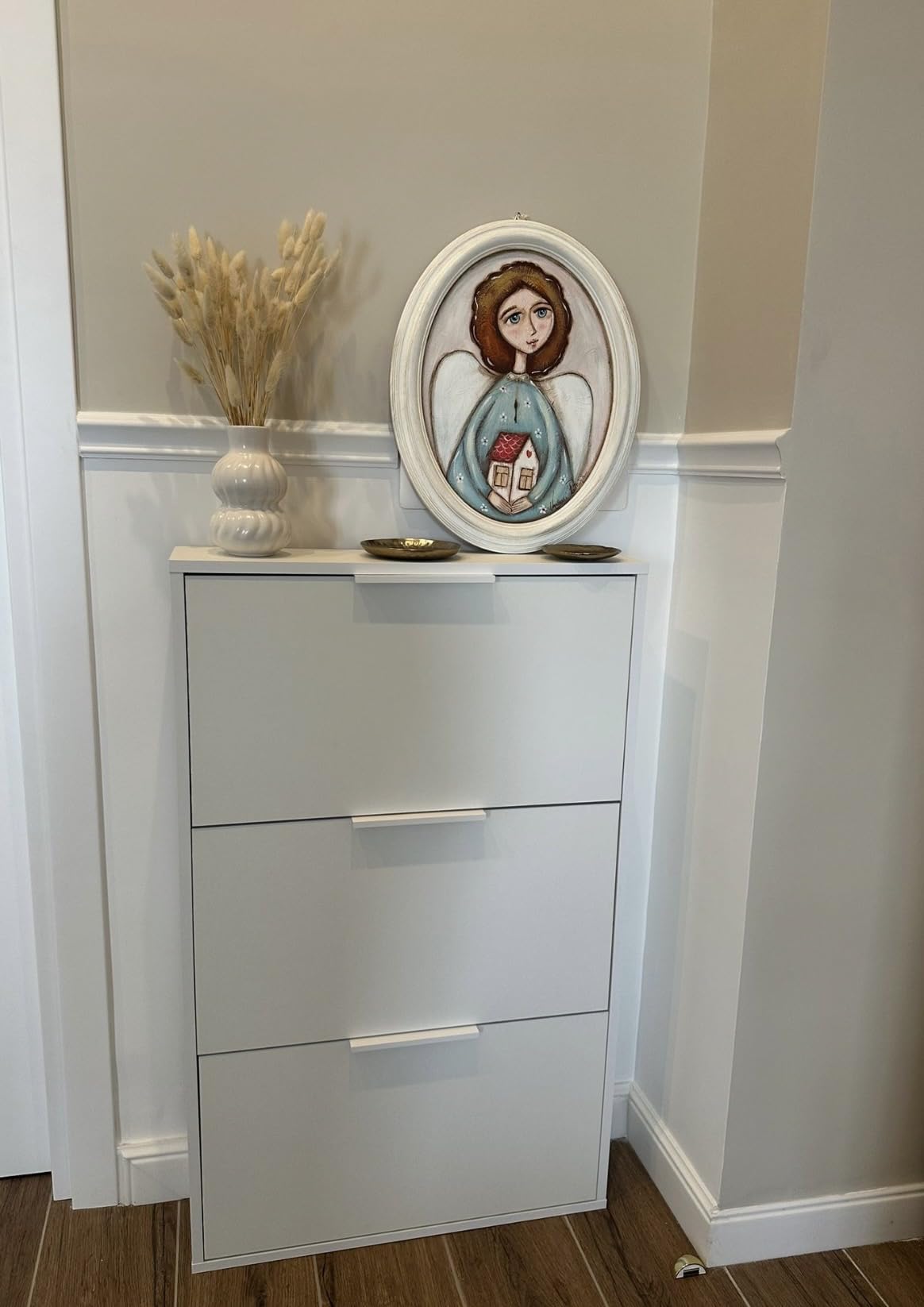 COMPOSAD Espresso scarpiera 5 ribalte bianco laccato slim