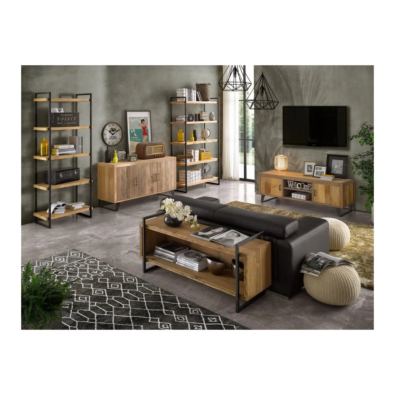 Epocantica Ontano Beige 3 Porte Credenza 152 cm Gambe Ferro