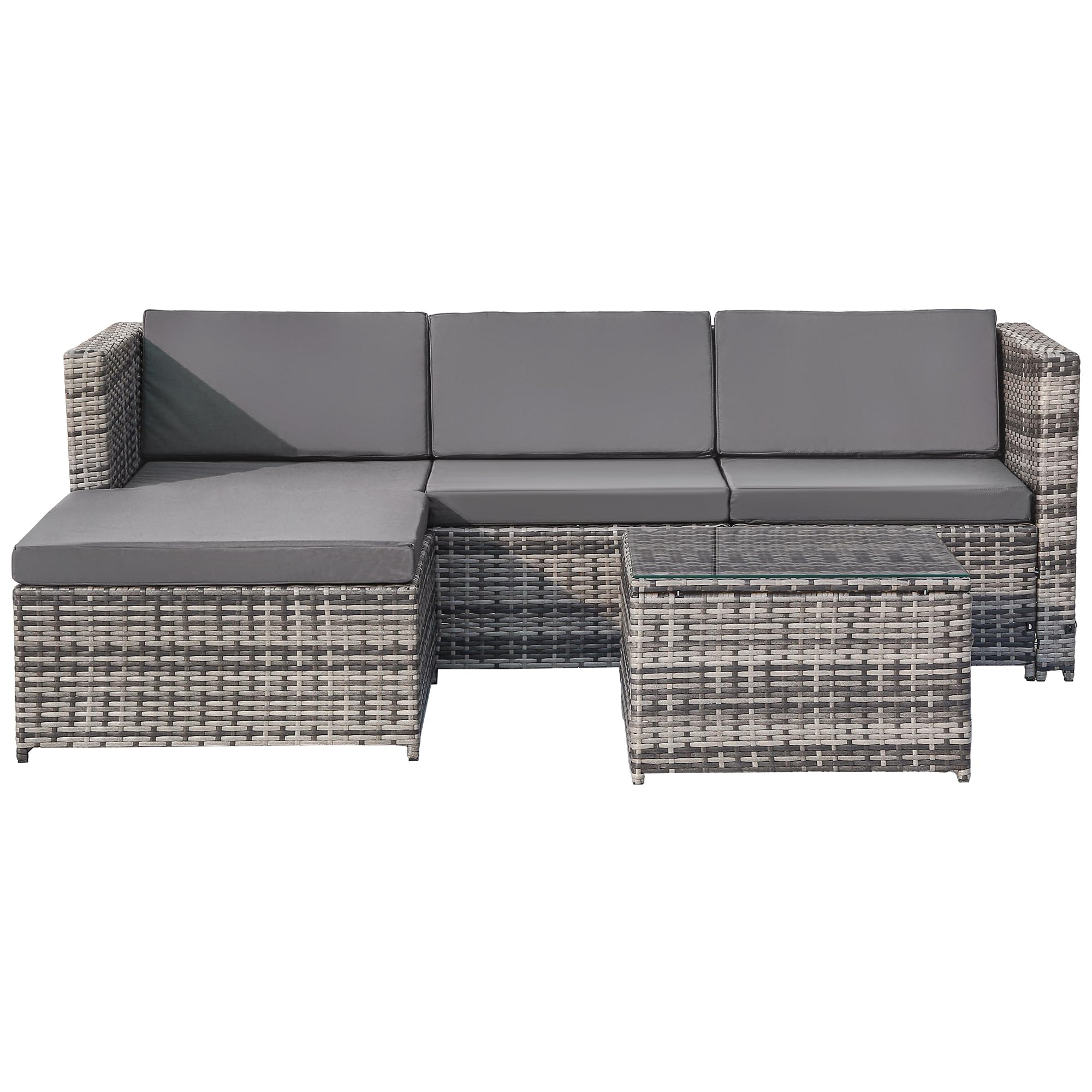 Dolamaní Set Mobili Giardino Rattan Grigio con Tavolo Vetro