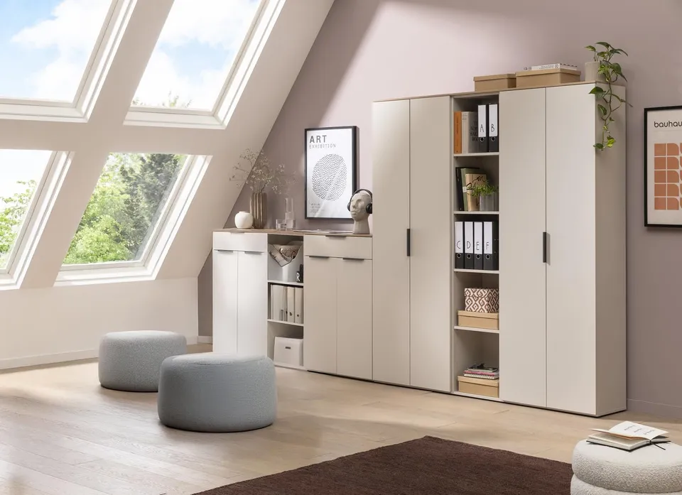 Composad Pronto Ufficio Completo 6 Mobili Librerie Cashmere