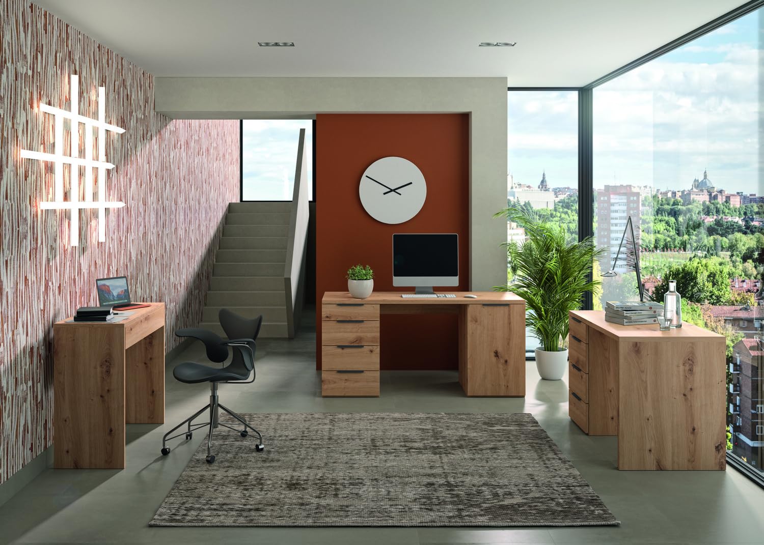 Composad Espresso scrivania 110 cm rovere mielato 4 cassetti