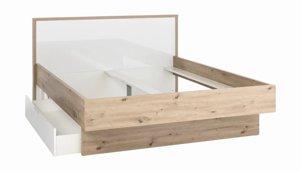 Composad Mundi letto matrimoniale contenitore rovere bianco