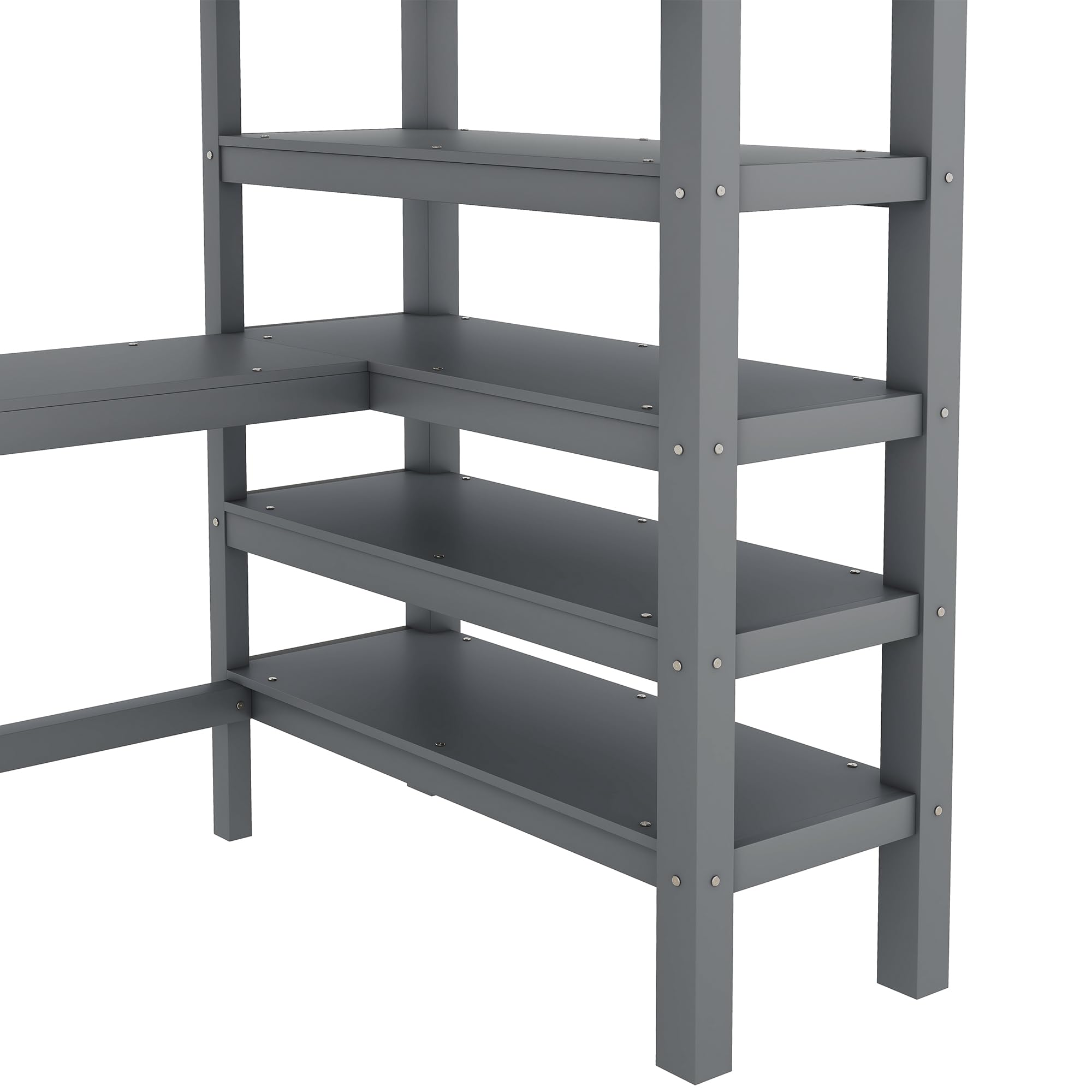 Dolamani Letto a Soppalco 90x200 con Scrivania Grigio
