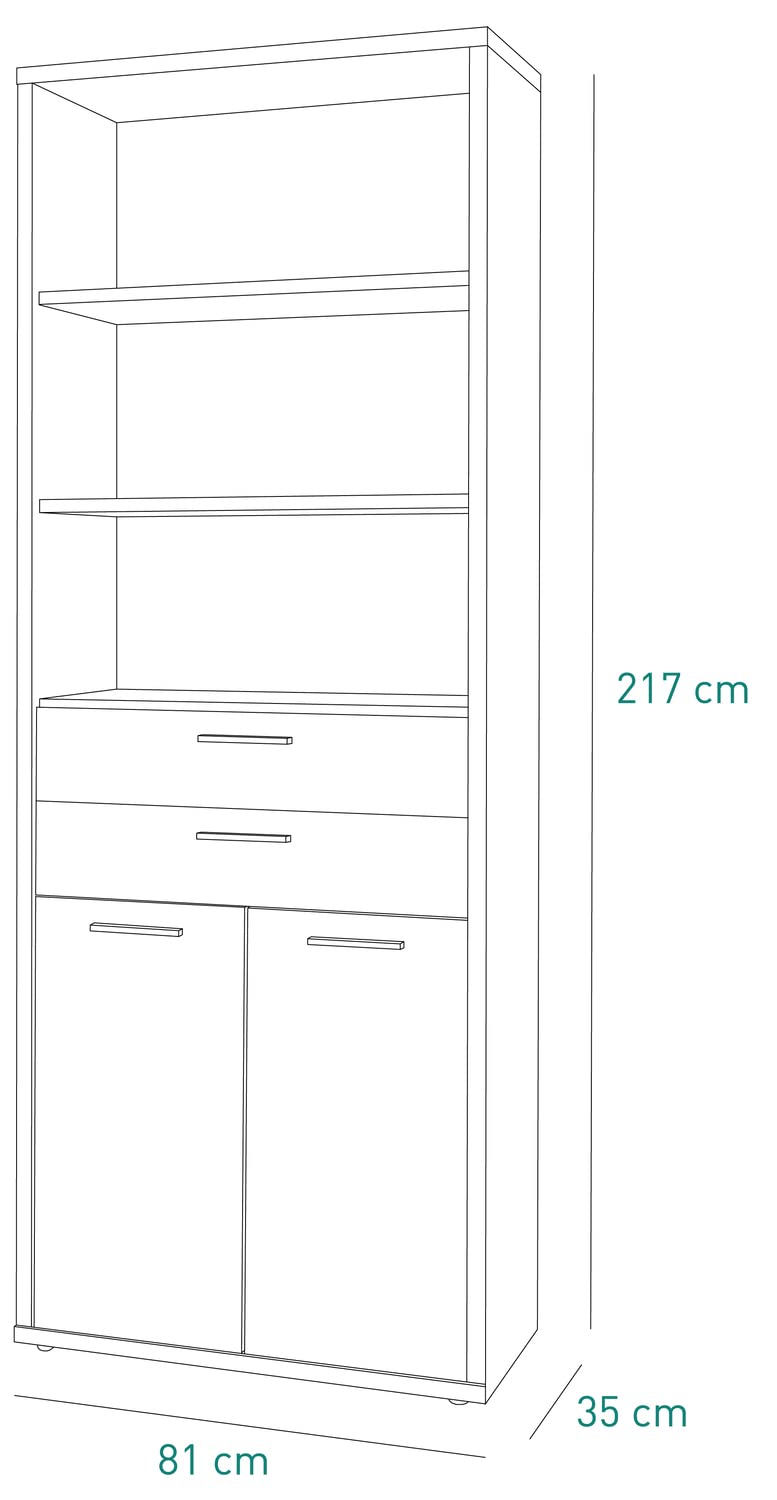 Composad Davinci libreria alta 81,6x217 rovere 2 ante