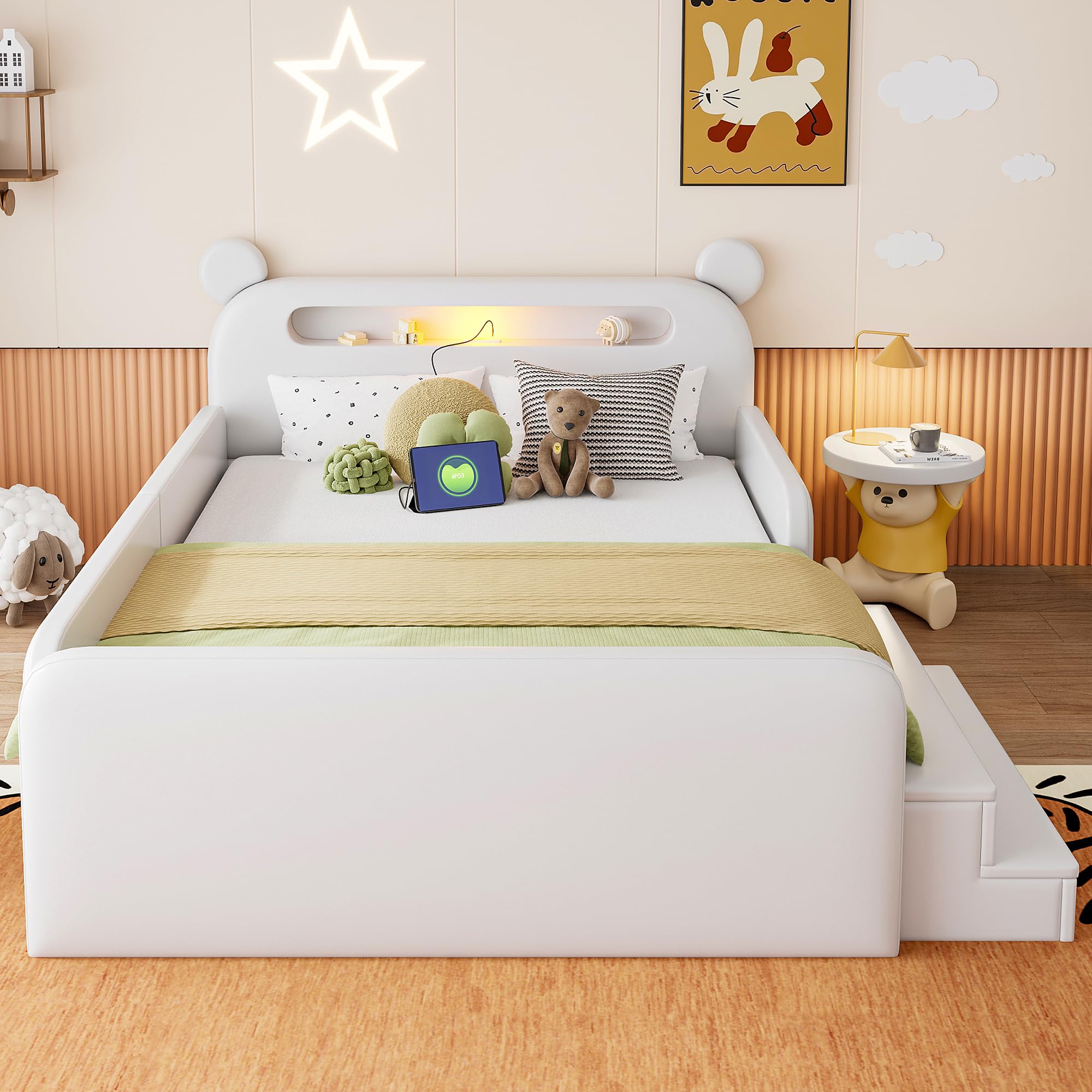 Dolamaní Letto Bambini Orso 140x200 Bianco Ecopelle
