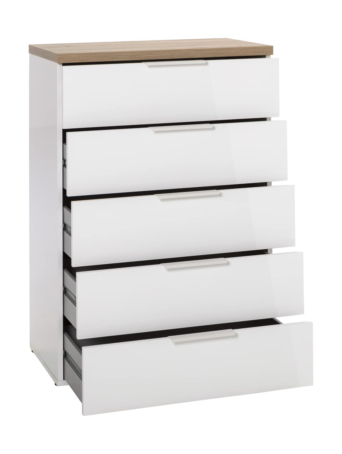 Composad Mundi Cassettiera 5 Cassetti Rovere Miele e Bianco
