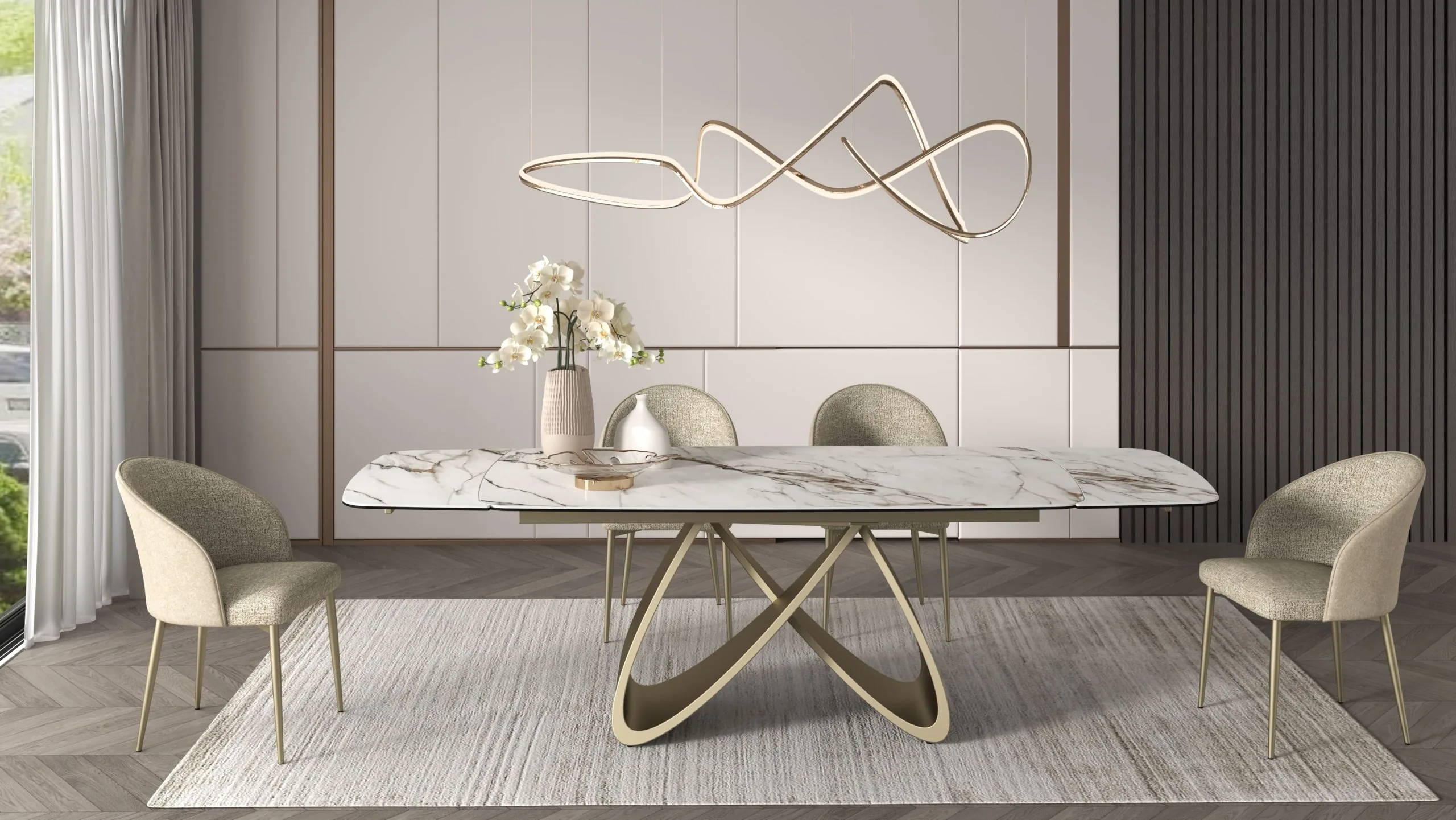 Epocantica Zeno tavolo allungabile ceramica calacatta 260 cm