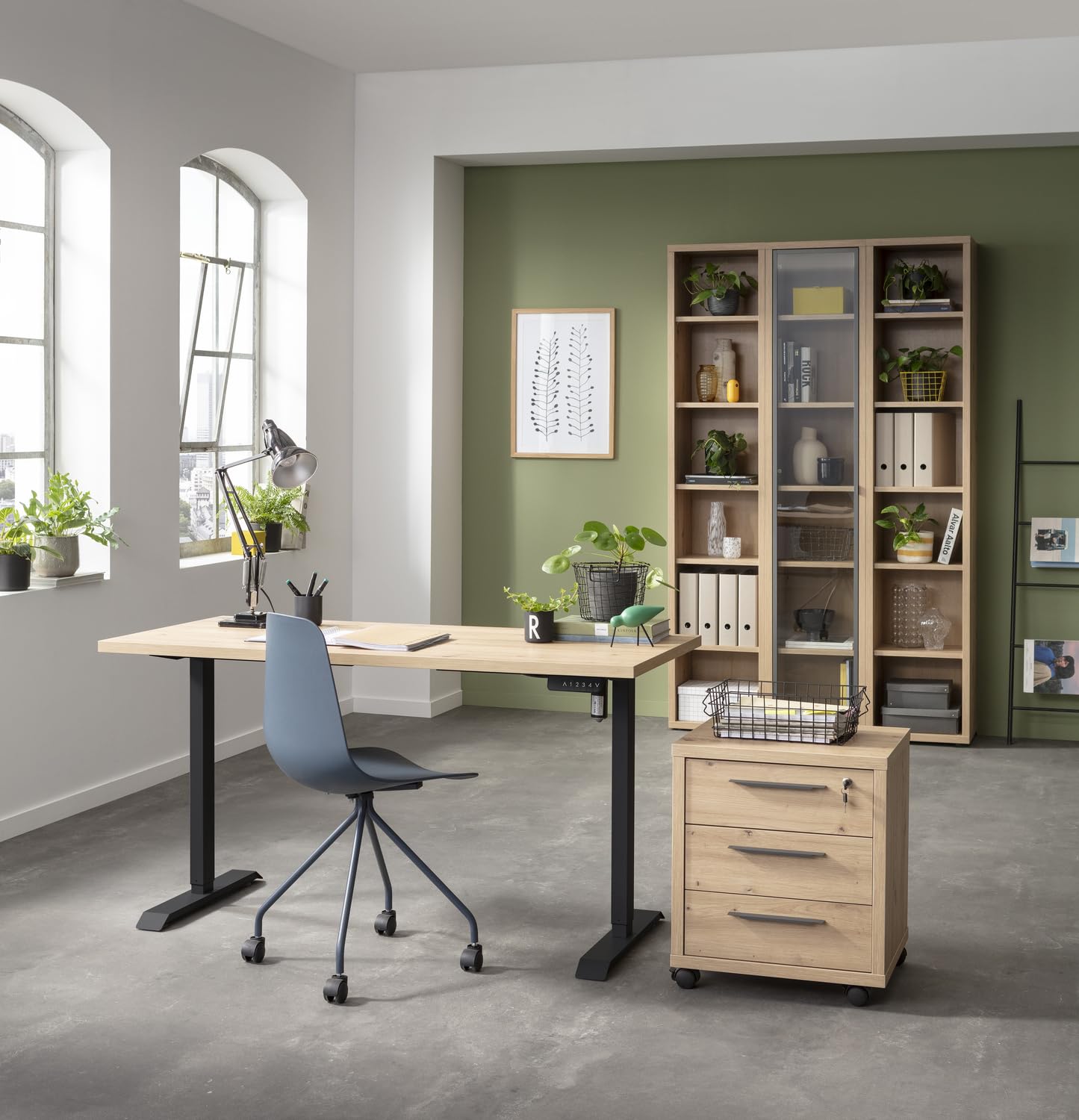 Composad Energia scrivania regolabile 150x69 rovere mielato nero elettrica