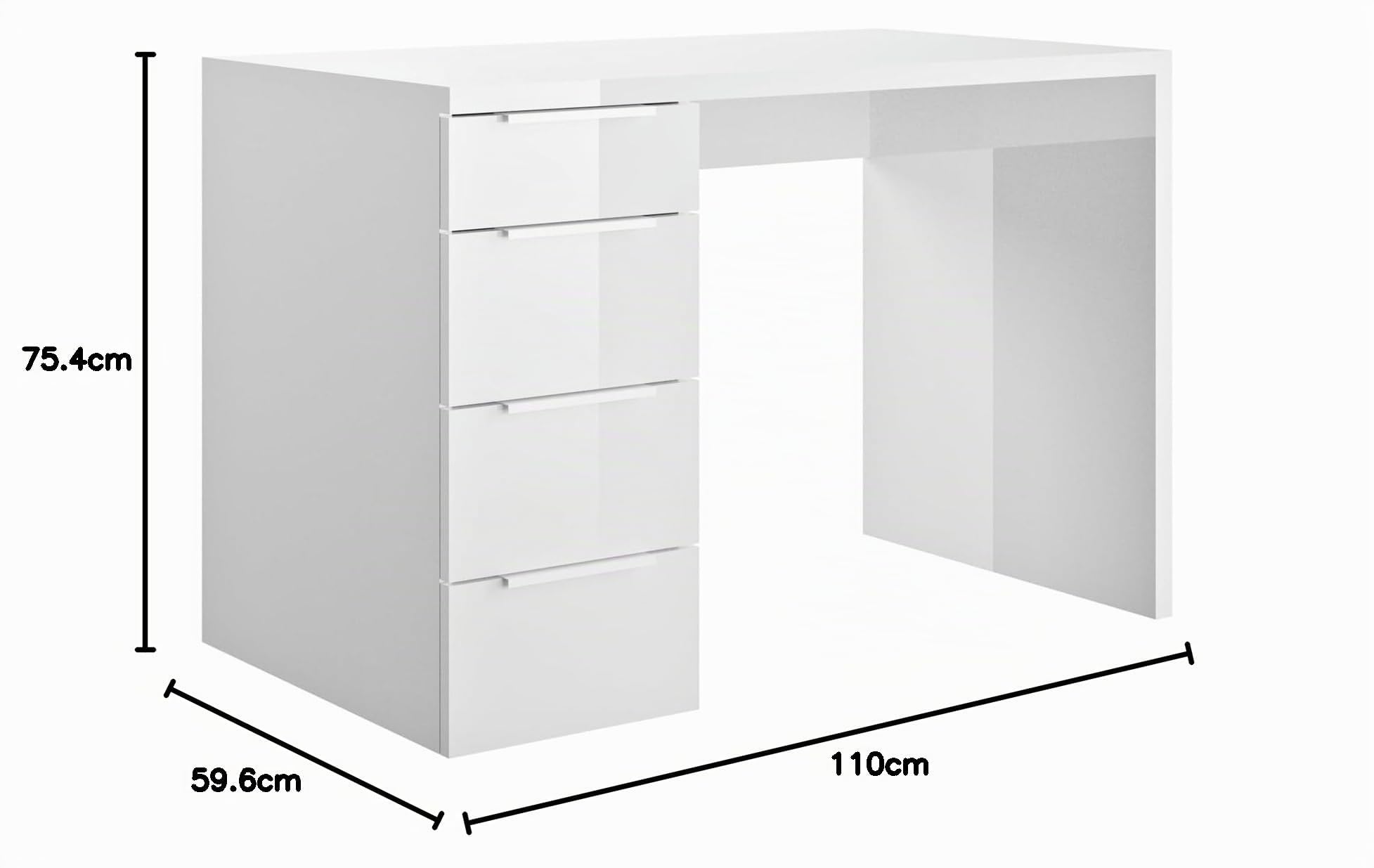 Composad Espresso scrivania 110 cm bianco laccato 4 cassetti