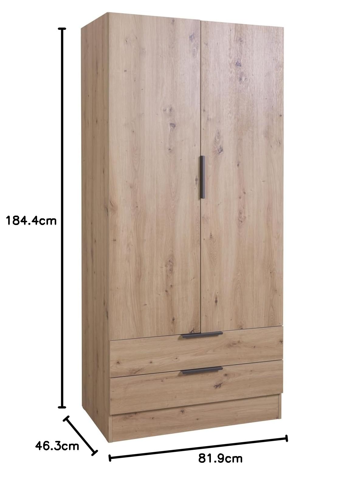 Composad Espresso Armadio 2 Ante 2 Cassetti Rovere Miele 82x184 cm