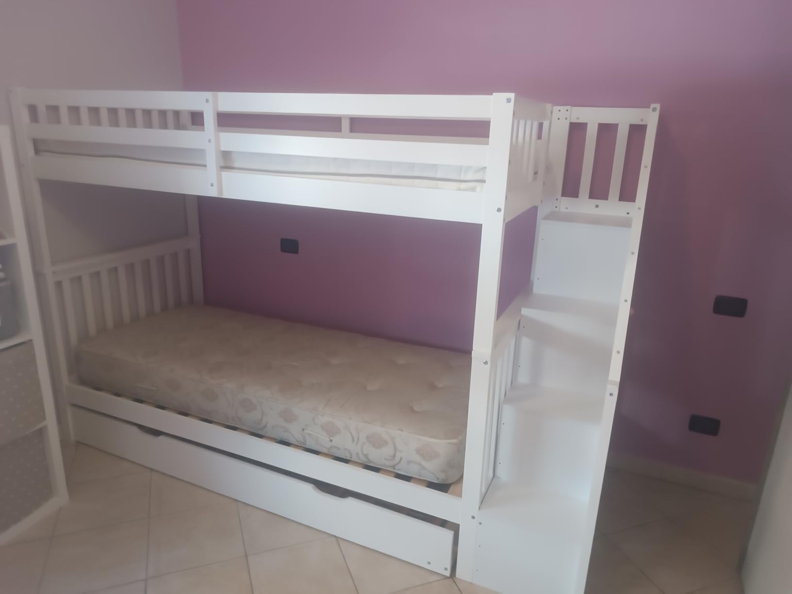 Dolamaní letto soppalco bambini 90x200 bianco estraibile