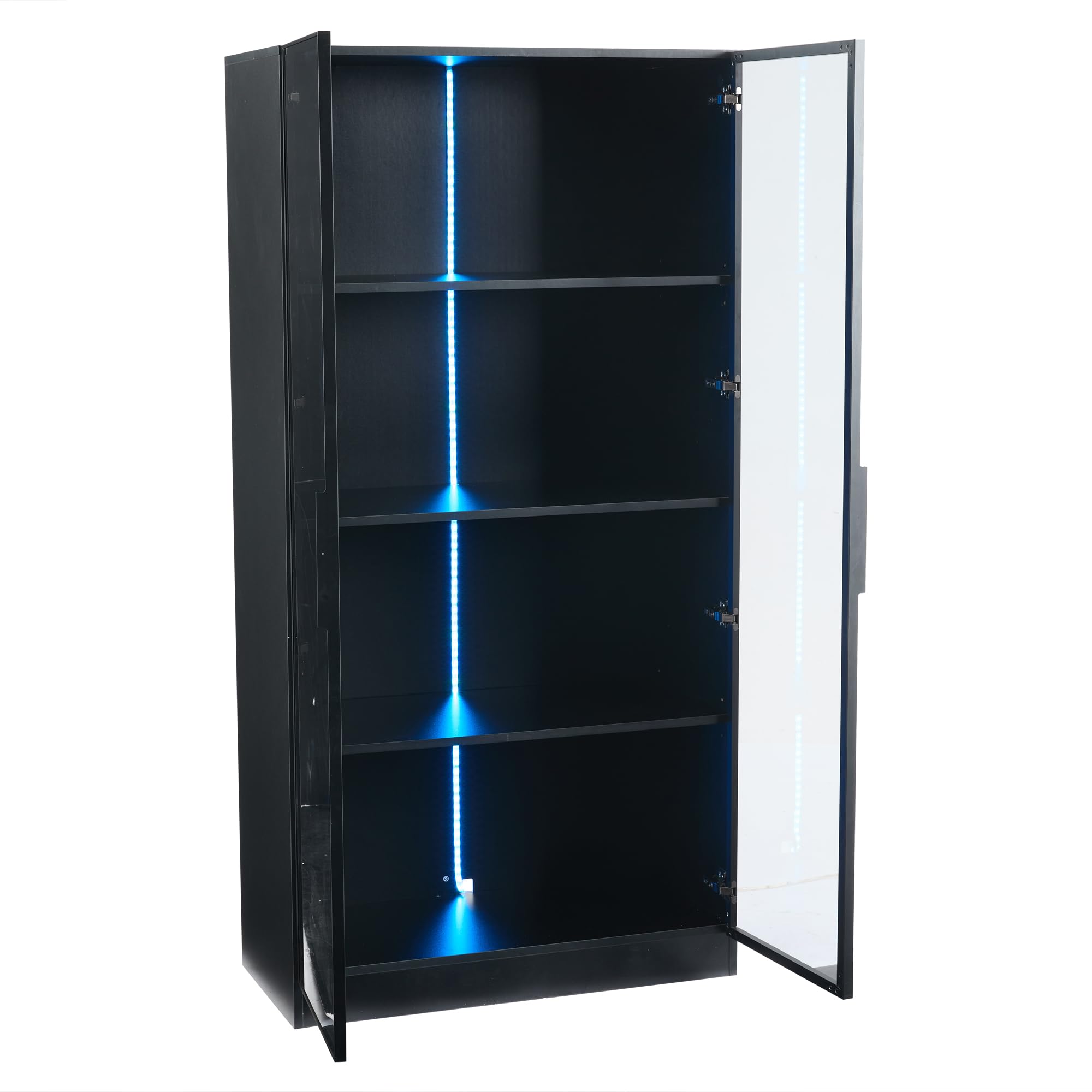 Dolamaní Vetrina in vetro 80x40x160 nera con LED e 2 ante