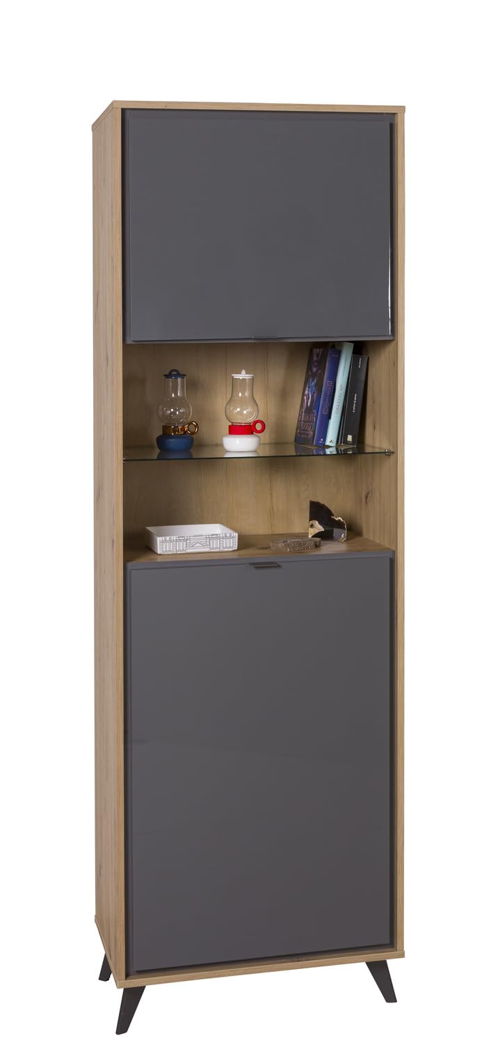 Composad Cornice mobile colonna 2 ante 2 vani rovere grigio