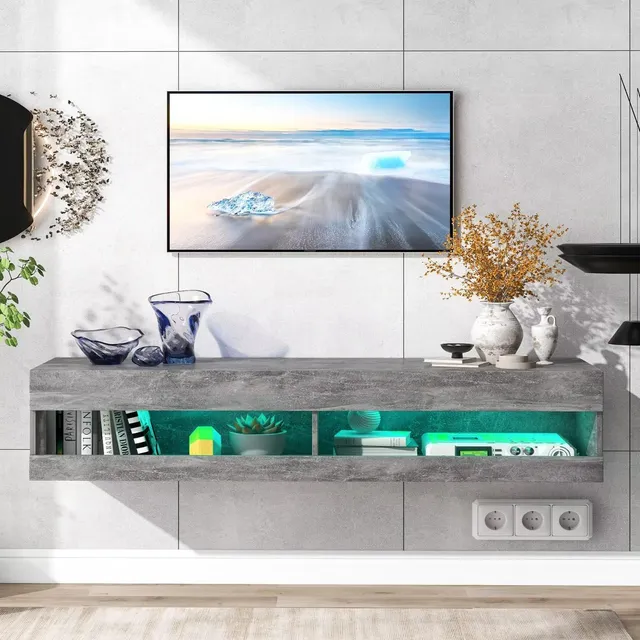 Dolamaní mobile TV grigio 140 cm sospeso