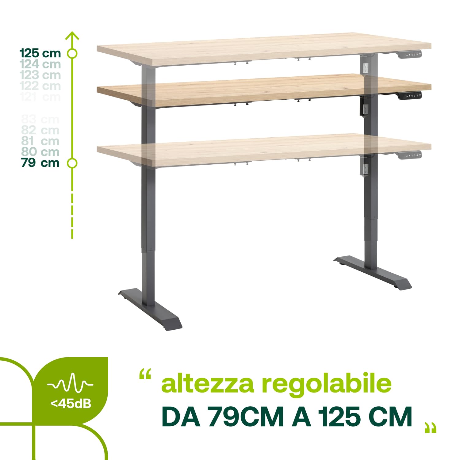 Composad Energia scrivania elettrica 150x69 rovere mielato altezza regolabile