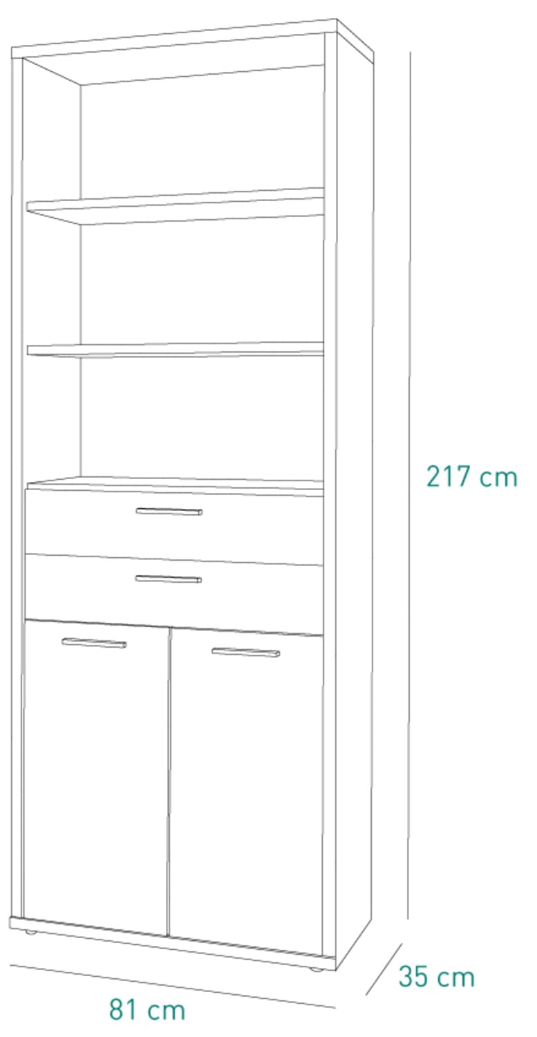 Composad Davinci Libreria 2 Ante 2 Cassetti 3 Vani Rovere