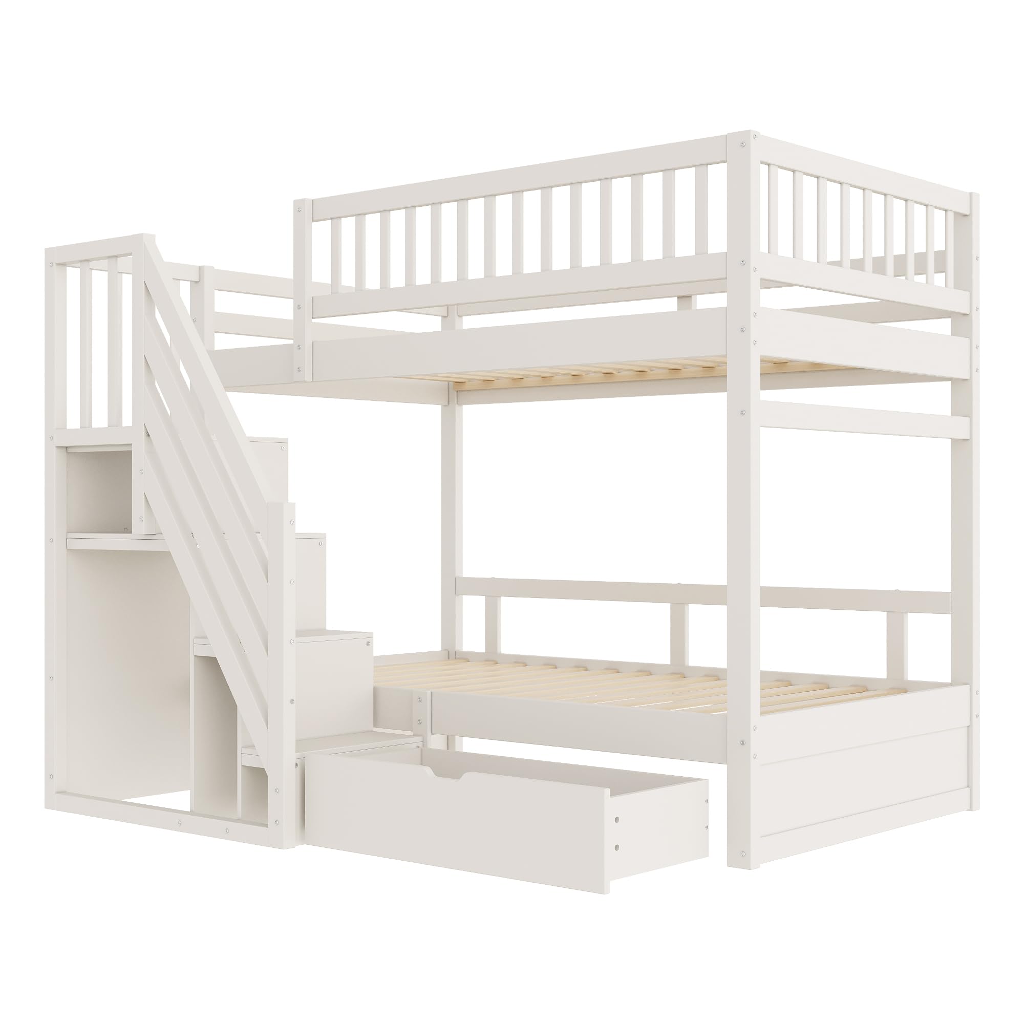 Dolamaní Letto a castello 90x200 bianco scala contenitore