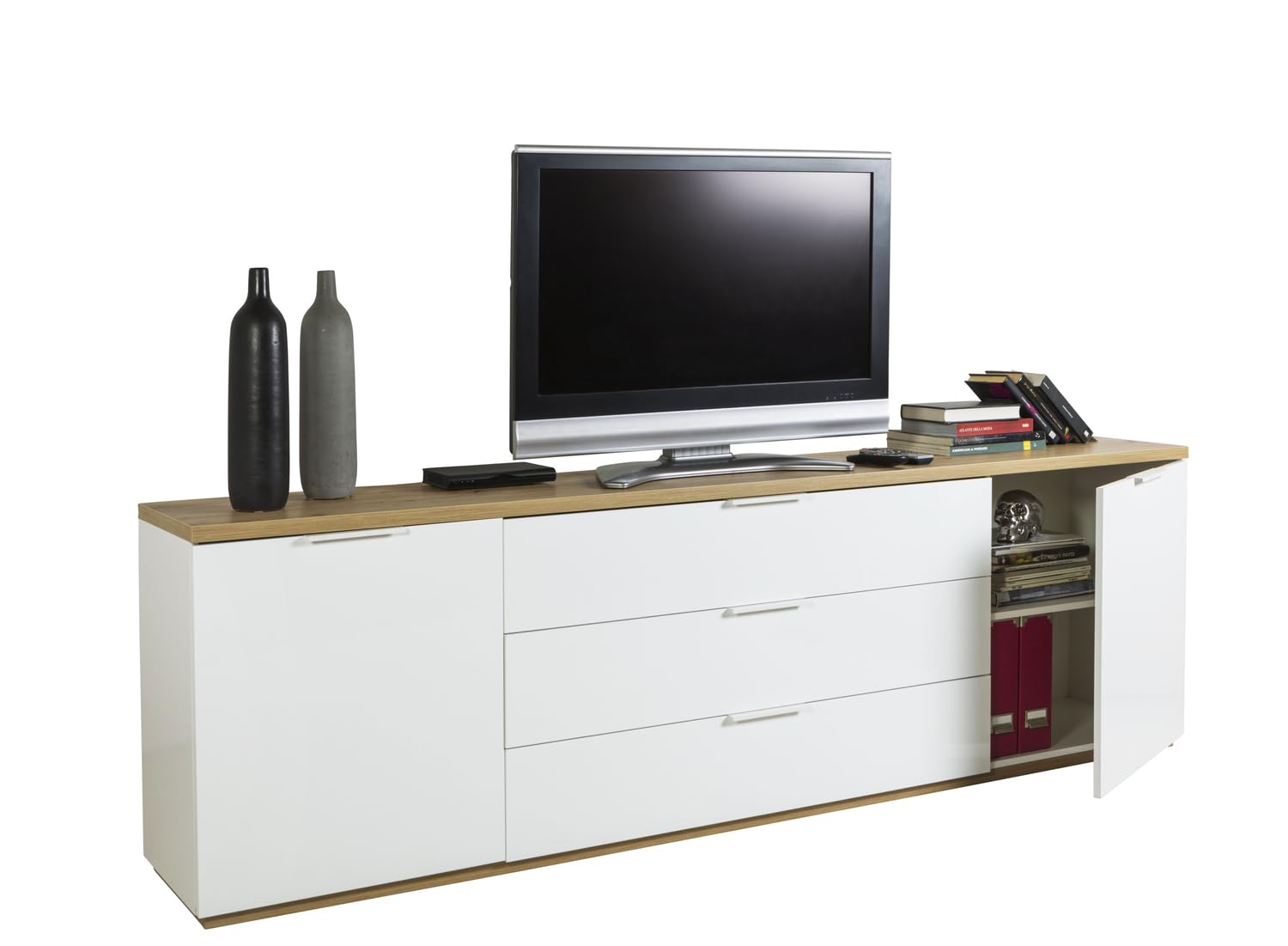 Composad Mundi 2 Ante 3 Cassetti Mobile Porta TV Rovere Bianco